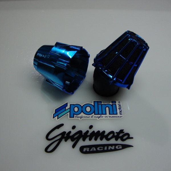 Filtro Air Box Polini cromato blu' inclinato 30' D.37